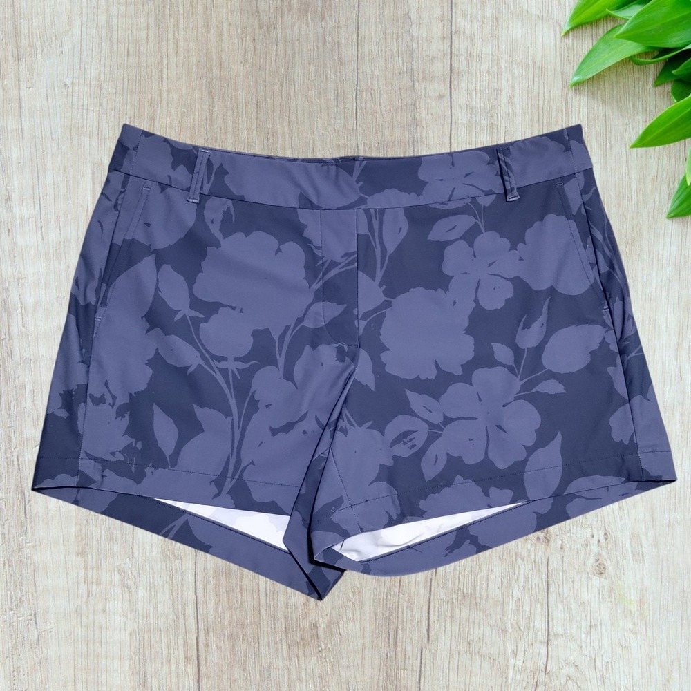 Spanx Sunshine Shorts Womens XL Pull On Chino Beach‎ Casual Floret Navy Blue